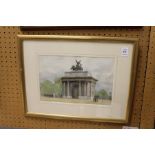 Cranleigh Borton "Wellington Arch, New Zealand" watercolour, signed.