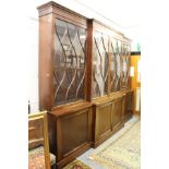 A good George III design mahogany breakfront library bookcase, early 20th century with four astragal