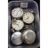 An Elgin military pocket watch and various other pocket watches.