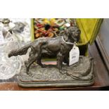 A good late 19th century Animalia bronze of a dog and its quarry.