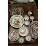 A small group of Spode china decorated with exotic birds, together with a part Aynsley Indian Tree