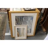 Gaye Clear "Coastal Landscape" watercolour together with another large watercolour unsigned.