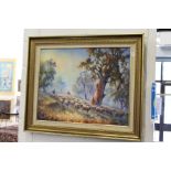 A W Hunt "Outback Farming" oil on canvas, signed.