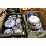 A quantity of Booth's Real Old Willow Pattern china, Spode Italian pattern and other blue and