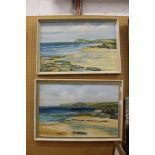 Charles Williams, Cornish coastal landscapes, oil on board, a pair.