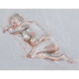 Peter Collins, A recumbent nude, chalk and charcoal, 9"x11". Provenance: Collins Studio Sale.