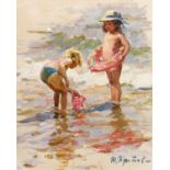 Yuri Krotov (b.1964) Russian, 'Young Sunbathers', signed oil on canvas, 18.5" x 15.75", 47x40cm.