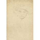 Attributed to Joseph Syddall (1864-1942), a head study, pencil, inscribed verso, 5" x 3.25".