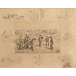 Frank Payton. 'Royal and Ancient, St Andrews', an Etching of a Golf Scene, 8" x 10", and an Unframed