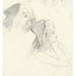 Albert de Belleroche (1864-1944) British, a head study of two female figures, pencil, signed with