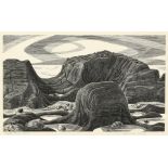 Monica Poole (1921-2003) British,' Slate Rocks', woodblock print, signed and inscribed and numbered