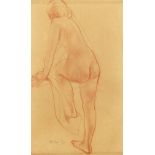 Charles James McCall. 'Nude Stepping', Red Chalk, Signed and Dated in Pencil, 15" x 9".