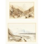 Philip Mitchell, R.I. (1814-1896), The Matterhorn, and a view of an alpine town (possibly Sion) both