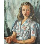 Francis Wynne Thomas (1907-1988) British, a half-length portrait of a seated lady, oil on canvas,