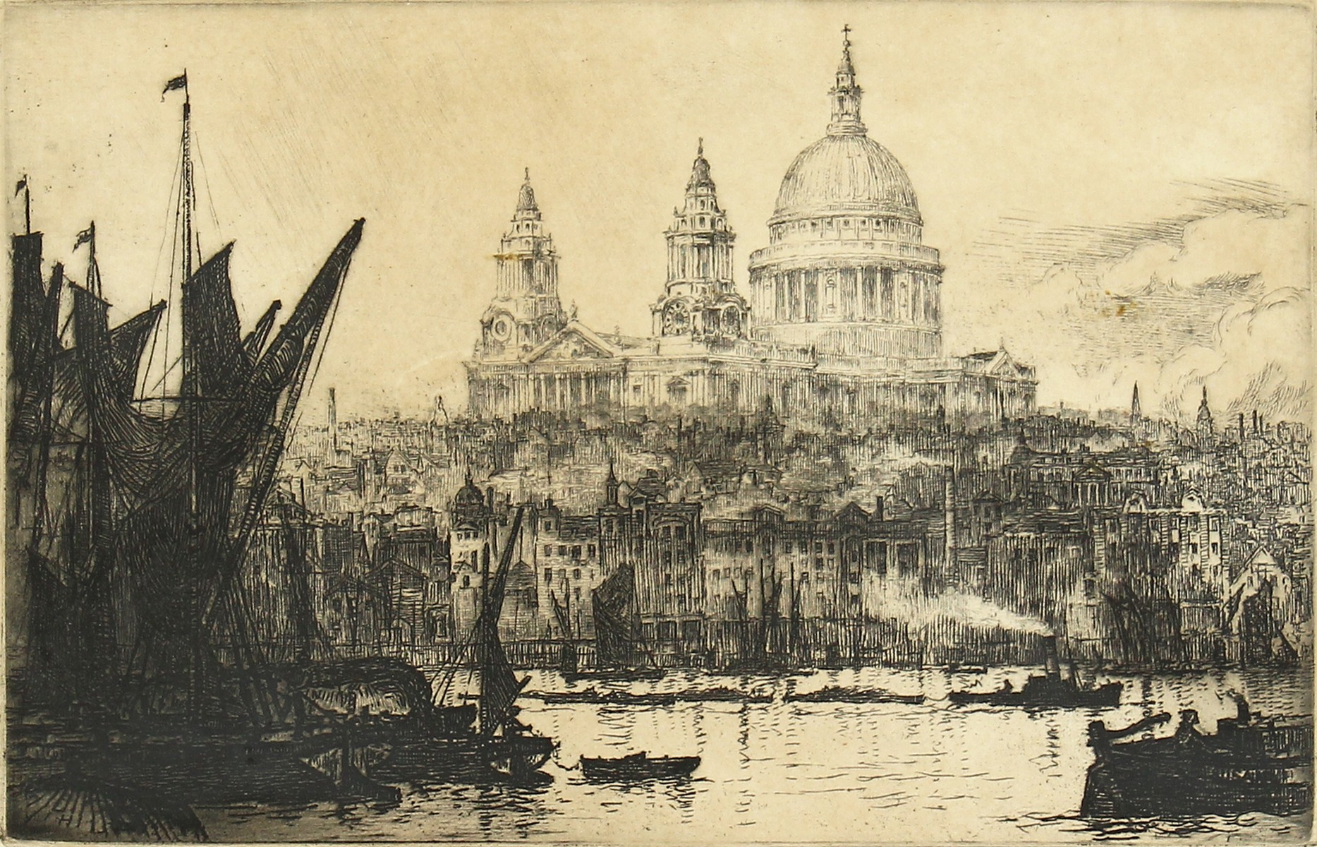 Ernest Llewellyn Hampshire (1882-1944) British, 'Saint Paul's from the River', etching, signed and