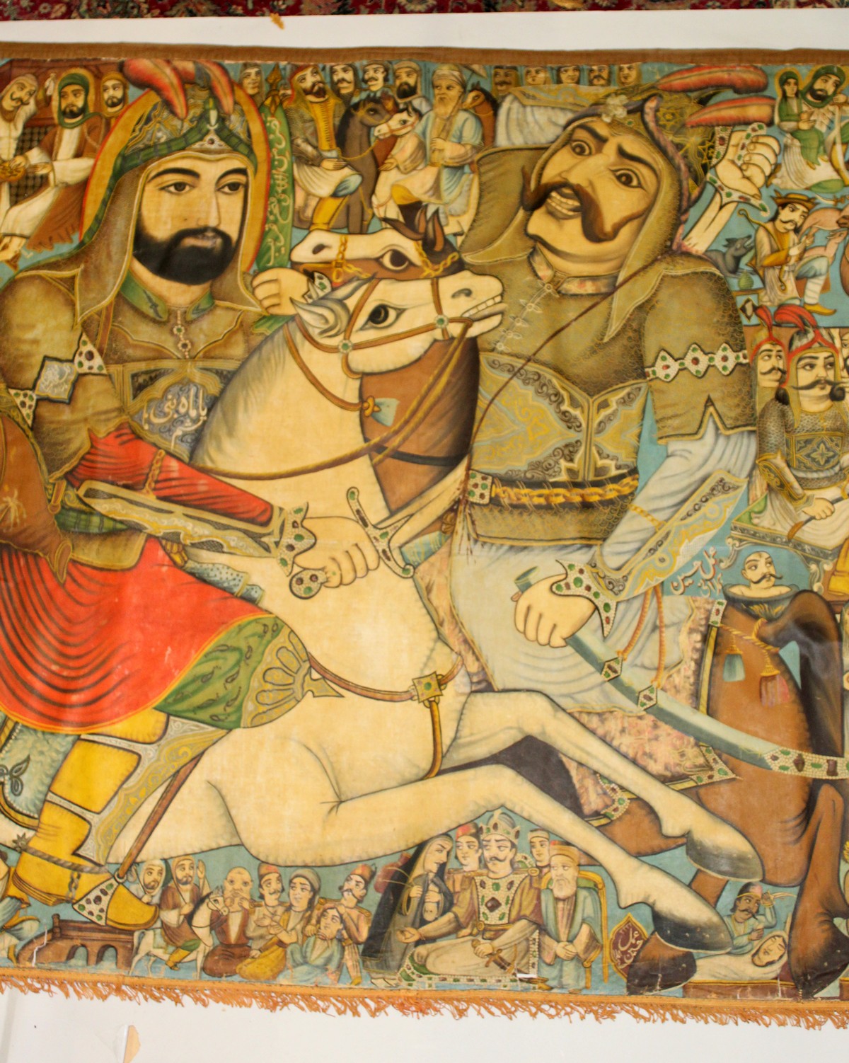 Hussain Hamlani, Persian School, Late 19th/Early 20th Century. 'The Battle of Kerbala', Hasan riding - Image 4 of 5