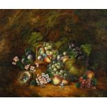 English school (late 19th century) a still life of fruit and flowers with a birds nest set amidst