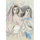 Elinor Bellingham-Smith (1906-1988) British. A Study of Two Female Figures. Pastel and Crayon,