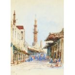 Circle of E.L. Weeks. A Street Scene, Possibly Cairo, Watercolour, 6" x 4.5".