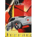 20th century European school, a painted Ferrari sign, acrylic on MDF, 36"x25.5".