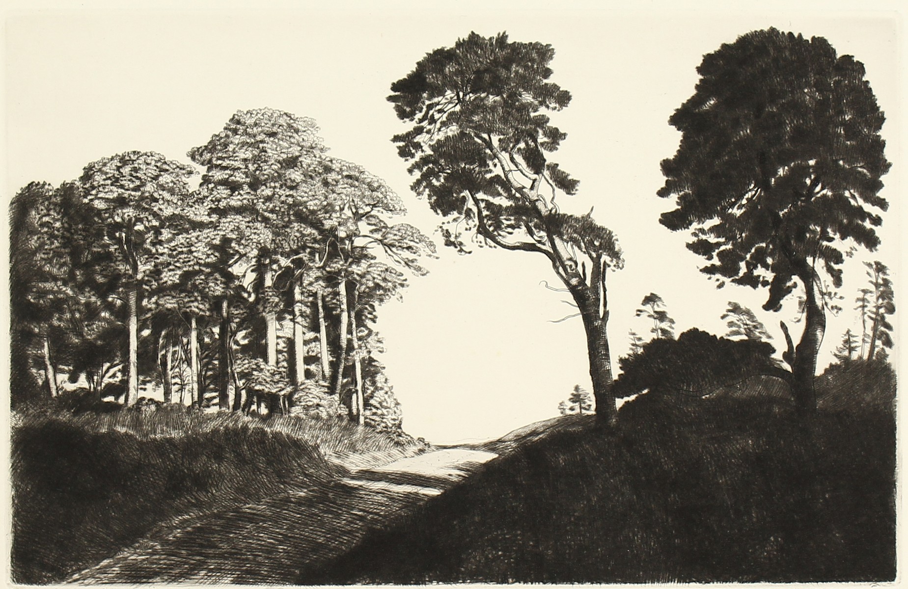 Alfred R. Blundell. 'A Breckland Road', Etching, Signed in Pencil, Unframed, 7" x 10.5". And an