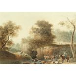 Thomas Barker of Bath (1769-1847) British. A Scene of Cattle Crossing a River with Figures