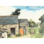 John Skeaping, 'The Schyelderuy's Cottage, West Bantry', buildings in a landscape, pastel, signed