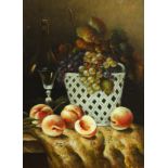 20th century a pair of still life paintings of flowers and fruit one signed Casper the other