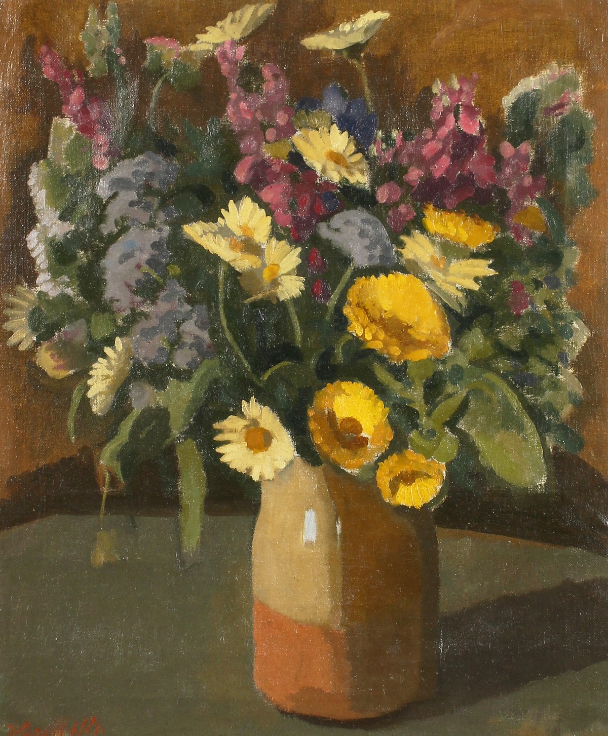 Frank Griffith (1889-1979) British, 'Bouquet Rustique no. 15', a still life of mixed flowers, oil on
