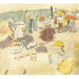 After Jean Pouguy, Figures on a Beach, lithograph, signed and numbered in pencil, 41/220, 8.5" x 9.