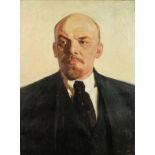 20th Century Russian School. A Bust Length Portrait of Lenin, Oil on Canvas, 31" x 23" Unframed.