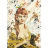 Betty Raphael (20th century), Portrait of a Lady, oil on canvas, signed, 21" x 15.5".