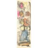 American School. 20th Century, Abstract Composition, Watercolour, Indistinctly Signed. 24" x 7",