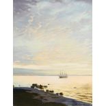 Yuri Voyevoda (b.1944) Russian, 'Sailboat At Anchor', signed oil on canvas, 15.75" x 12", 40x30cm.