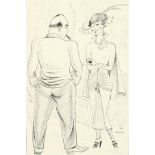 Heidi Schick (1906-1999), two post-war caricatures, pen & ink with wash, 10.5" x 6.5"(2).