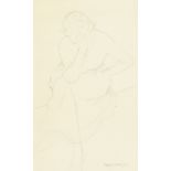 Hubert Wellington (1879-1967) British. 'A Seated Figure', Pencil Sketch, Signed, Inscribed Verso,