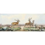 Alfred Worthington (1834-1927) British, a pair of oil on board scenes of deer in a landscape, signed