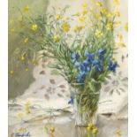 Elena Petrova (b.1971) Russian, 'Wildflowers', signed oil on canvas, 11" x 8.5", 28x22cm.