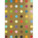 Damien Hirst, (B. 1965), untitled gold gift spot, framed screenprint in colours, gold glitter/