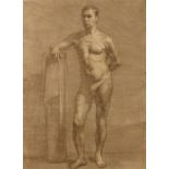 20th Century Russian School. A Study of a Standing Nude Figure, Chalk and Mixed Media, 23" x 16".