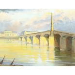 Esther Barbara Nicloux Kerr (1861-1950) British, 'The Bridge, Blois' oil on board, signed and