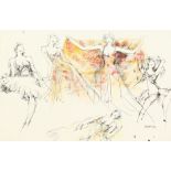 Peter Collins, A study of five female figures, ink, and crayon, signed in pencil and dated 79, 14"