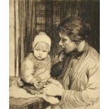 William Lee Hankey (1869-1952) British. Mother and Child, Etching, Signed in Pencil. 11" x 9".
