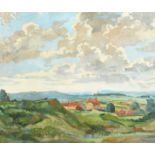 Francis Wynne Thomas (1907-1988) British, an extensive landscape with far reaching views of fields