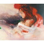After Christine Comyn, a print of a reclining female figure, signed and numbered in pencil 30"x36".