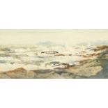 Rosalie Franks (20th Century) Irish. Waves Breaking on a Rocky Coast, Watercolour, Initialled, 6.