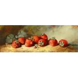 Wilson (20th/21st century), A still life of strawberries, oil on board, signed, 5.5"x16.5".