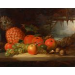 William Malbon (1805-1877) British, a pair of still life paintings of mixed fruit and foliage on a