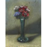 Richard Cartwright, born 1951, British, 'Anemones in a Green Vase', pastel, signed with label verso,