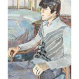 Eileen Hemsoll (1924-2011) British. Portrait of a Young Man Seated, Oil on Board, Signed and